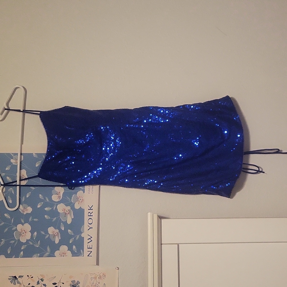 Blue sequin dress